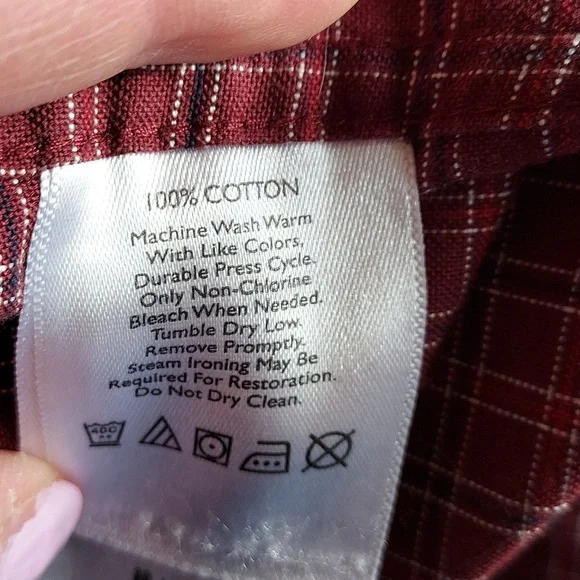 *Eddie Bauer Men's Burgundy Red with Black and Cream Checkered Shirt Size TXL - Picture 8 of 10
